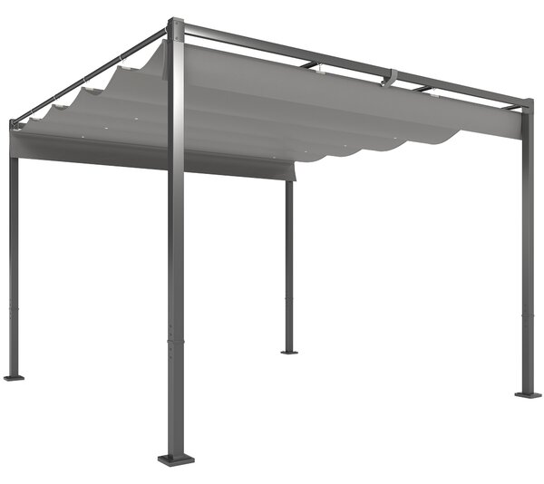 Outsunny Pergola da giardino 3 x 3 m con tetto retrattile, gazebo, copertura per ombra, UPF30+, Grigio | Aosom Italy