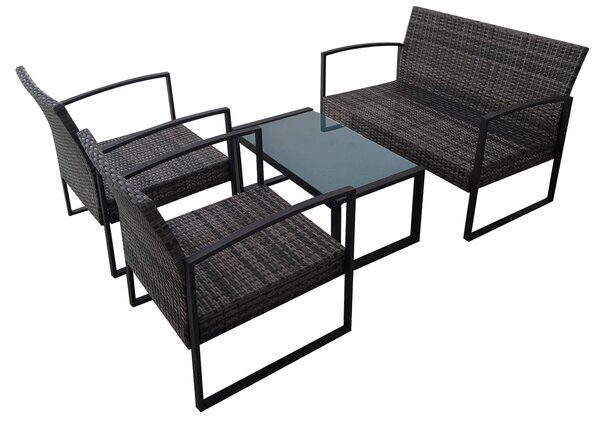Set Salotto da Giardino Divano 2 Poltrone e Tavolino in Polyrattan Oregon Marrone