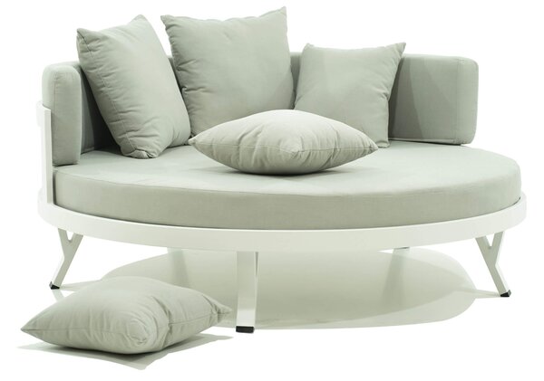 Divano Letto da Esterno Ø160 cm con Tavolino in Alluminio Afrodite Bianco e Grigio