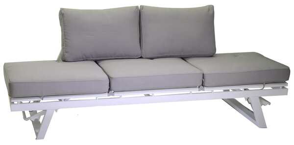 Divano 3 Posti 199,5x77x65,5 cm in Alluminio con Cuscini Grigi