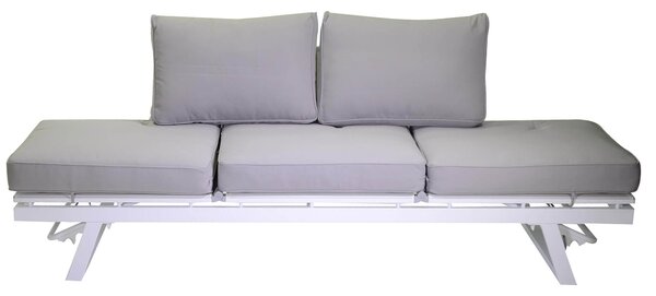Divano 3 Posti 199,5x77x65,5 cm in Alluminio con Cuscini Grigi