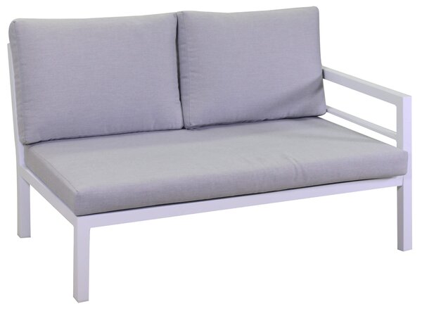 Set Salotto da Giardino Divano Angolare Tavolino e Pouf in Alluminio New Irvine Bianco