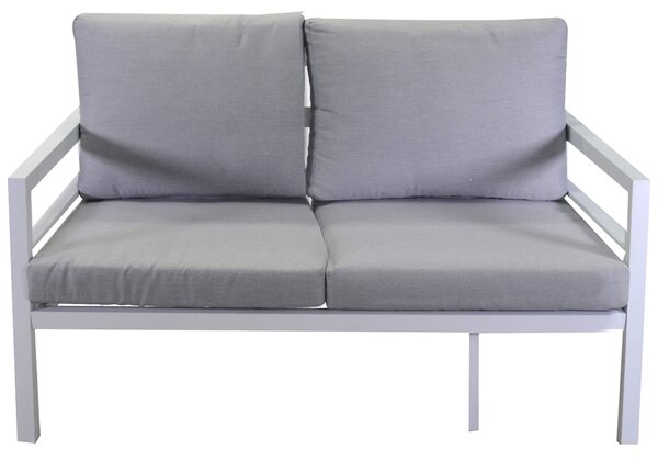 Set Salotto da Giardino Divano 2 Poltrone e Tavolino in Alluminio New Irvine Bianco