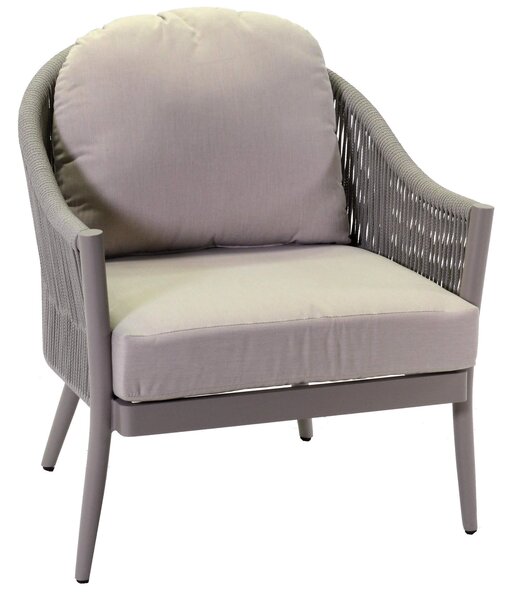 Set Salotto da Giardino Divano 2 Poltrone e Tavolino in Corda Renton Grigio