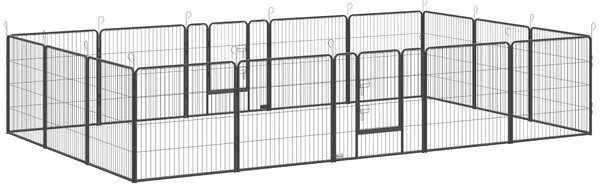 PawHut Recinto per cuccioli, 16 pezzi recinto pieghevole con porta per cani piccoli e medi, 3,2 x 3,2 x 0,8 m, Grigio | Aosom Italy
