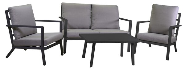 Set Salotto da Giardino Divano 2 Poltrone e Tavolino in Alluminio Boston Antracite