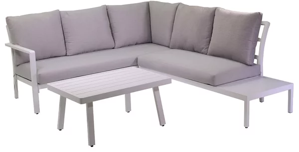 Set Salotto da Giardino Divano Angolare e Tavolino in Alluminio Boston Bianco