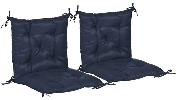 Outsunny Set da 2 cuscini, 98 x 50 cm cuscini per sedia con laccetti, rivestimento in tessuto, 8 cm spessi, blu scuro | Aosom Italy