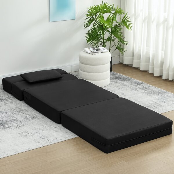 HOMCOM Poltrona convertibile 1 posto poltrona-letto pieghevole, cuscino incluso, per ospiti, soggiorno, piccoli spazi, portata 120 kg, nero | Aosom Italy