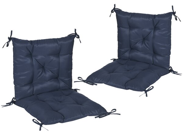 Outsunny Set da 2 cuscini, 98 x 50 cm cuscini per sedia con laccetti, rivestimento in tessuto, 8 cm spessi, blu scuro | Aosom Italy