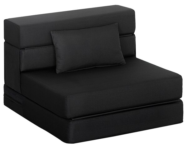 HOMCOM Poltrona convertibile 1 posto poltrona-letto pieghevole, cuscino incluso, per ospiti, soggiorno, piccoli spazi, portata 120 kg, nero | Aosom Italy
