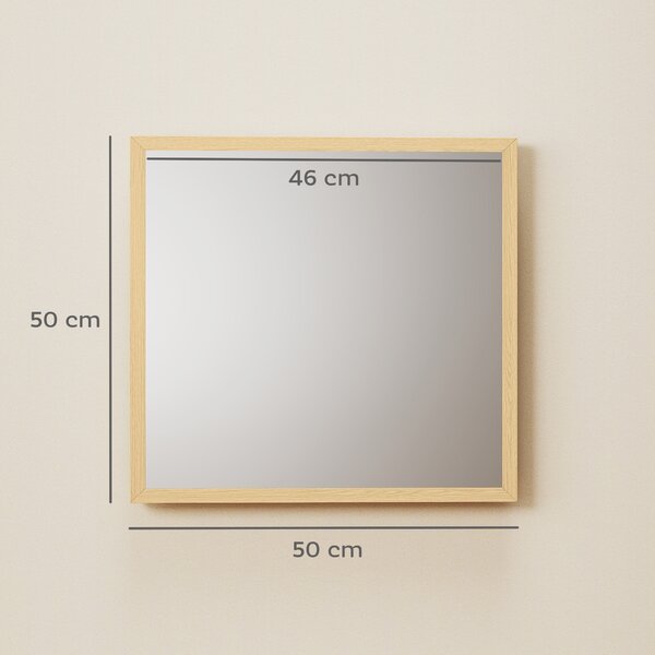 HOMCOM Specchio da parete quadrato 50 x 50 cm, cornice in legno naturale, ideale per bagno, soggiorno o camera da letto | Aosom Italy