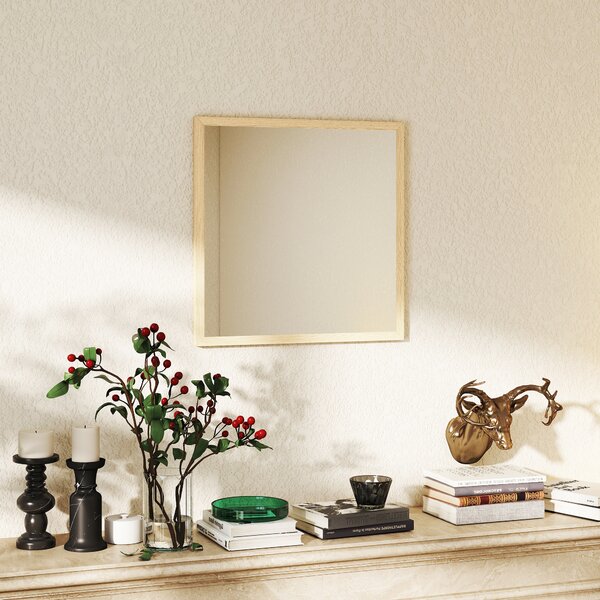 HOMCOM Specchio da parete quadrato 50 x 50 cm, cornice in legno naturale, ideale per bagno, soggiorno o camera da letto | Aosom Italy