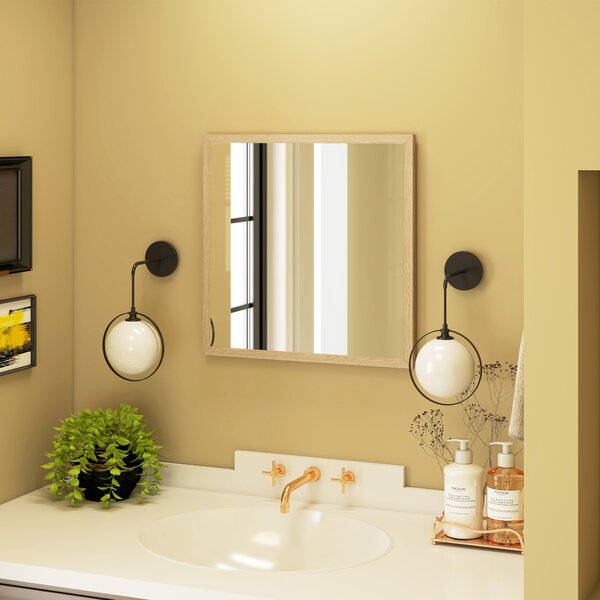 HOMCOM Specchio da parete quadrato 50 x 50 cm, cornice in legno naturale, ideale per bagno, soggiorno o camera da letto | Aosom Italy