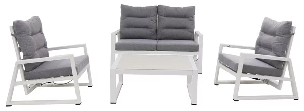 Set Salotto da Giardino Divano 2 Posti 2 Poltrone e Tavolino Mikonos
