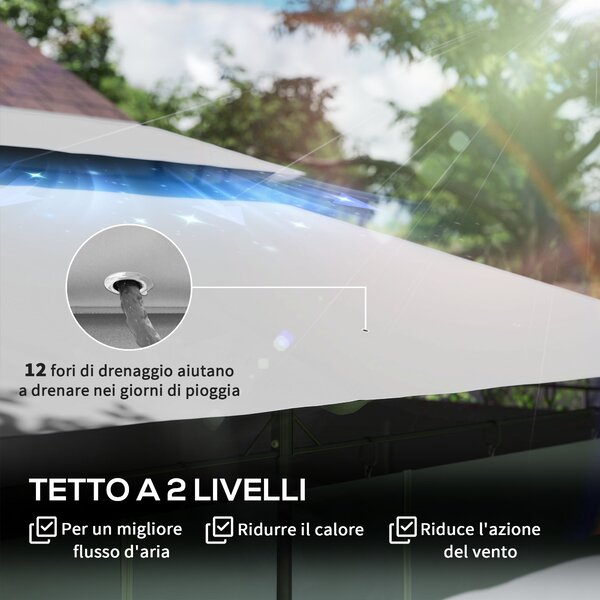 Outsunny Gazebo da Giardino 3x4 m con Tende Rimovibili, Doppio Tetto e Struttura in Metallo, Grigio | Aosom Italy