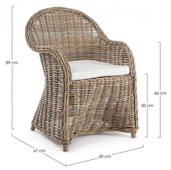 Poltrona con Cuscini Martin New Naturale in Fibre Naturali