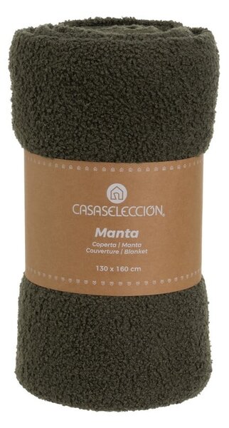 Coperta verde in sherpa 130x160 cm Sherpa Bouclé – Casa Selección