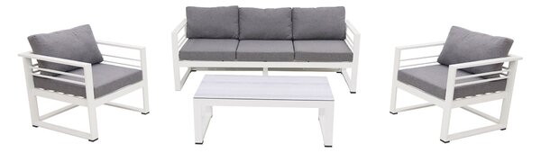Set Salotto da Giardino Divano 3 Posti 2 Poltrone e Tavolino Leros Plus