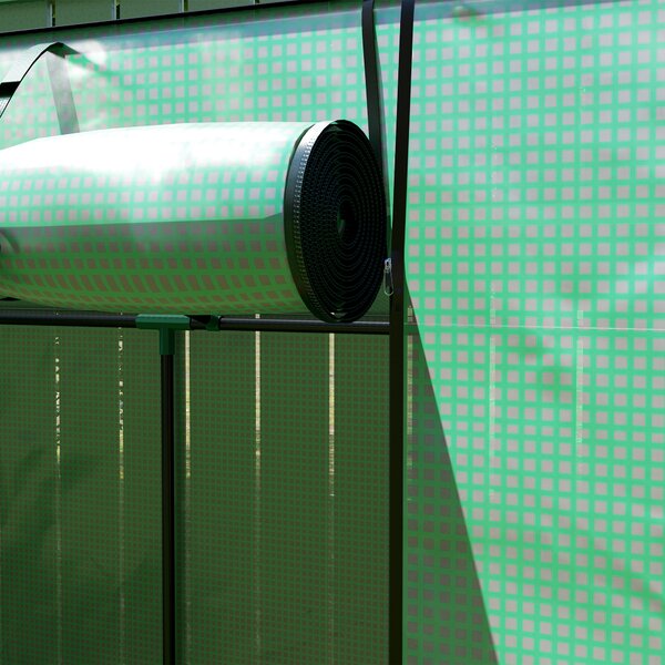 Outsunny Mini-serra, serra addossata con porta avvolgibile e finestre a rete, resistente ai raggi UV, per fiori, piantine, piante, verde | Aosom Italy