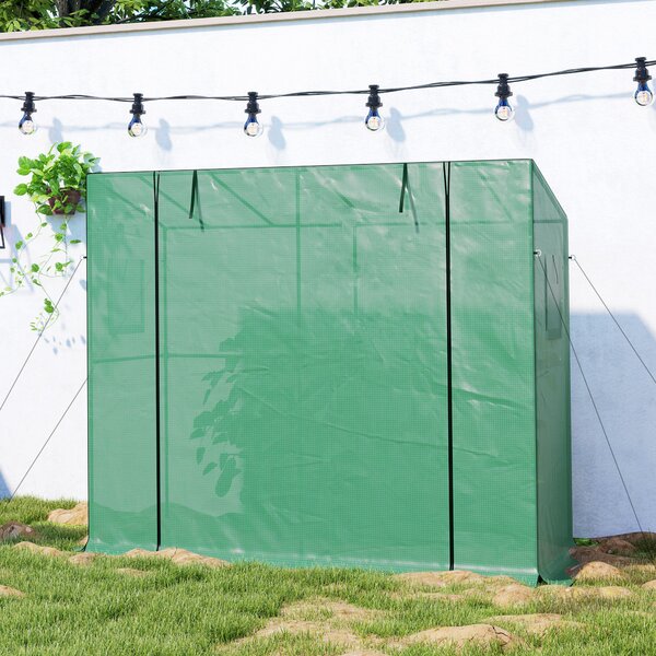 Outsunny Mini-serra, serra addossata con porta avvolgibile e finestre a rete, resistente ai raggi UV, per fiori, piantine, piante, verde | Aosom Italy