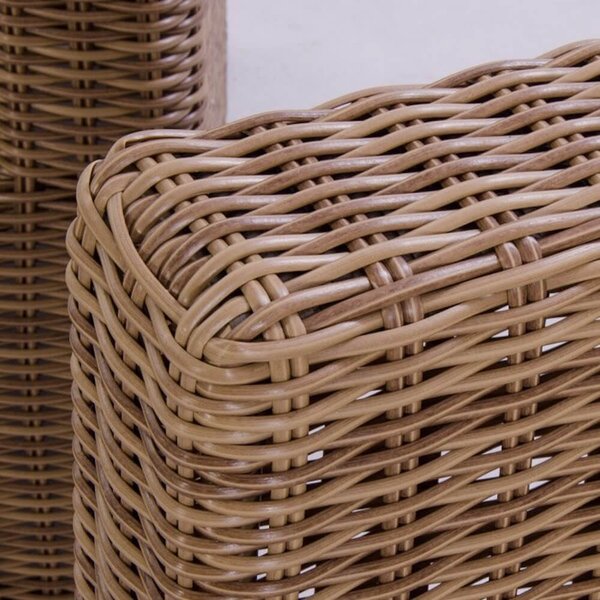 Set Salotto da Giardino Divano 3 Posti Tavolo e 2 Poltrone in Polyrattan Naturale Bertozzi Capri