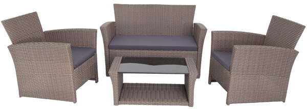 Set Salottino in Polyrattan Marrone Divano Poltrone Tavolino per Arredo Giardino