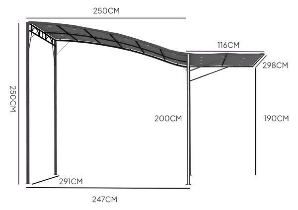 Outsunny Pergola con estensione del tetto richiudibile resistente agli agenti atmosferici 3 x 2,5 m Grigio scuro | Aosom Italy