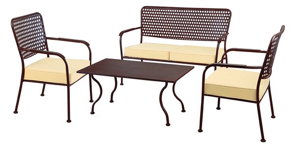 Set Salotto da Giardino Divano + 2 Poltrone con Tavolino Siena Marrone