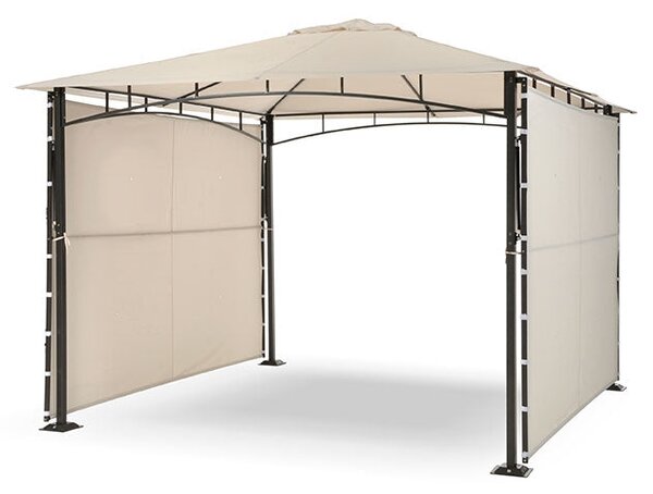 Gazebo da Giardino 3x3m Telo in Poliuretano 2 Tettoie con Chiusura a Gas e Ventilazione Taddei Razzaq Duo Beige