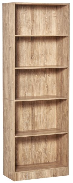 HOMCOM Libreria, scaffale di stoccaggio a 5 livelli con ripiani regolabili, 63 x 29,2 x 176 cm, legno naturale | Aosom Italy