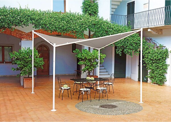 Gazebo a Vela Ombreggiante da Giardino in Ferro 3,4X3,4m Vorghini Butterfly Bianca e Tortora