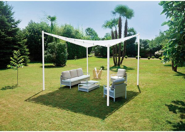 Gazebo a Vela Ombreggiante da Giardino in Ferro 3,5X3,5m Vorghini Butterfly Bianca
