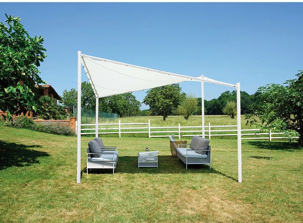 Gazebo a Vela Ombreggiante da Giardino in Ferro 3,5X3,5m Vorghini Butterfly Bianca