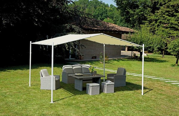 Gazebo da Giardino in Ferro 3,5X4m Vorghini Milano Bianco e Ecrù