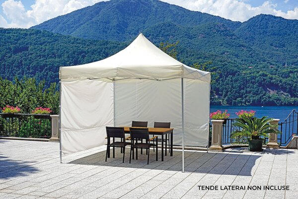 Gazebo da Giardino in Alluminio e Ferro Richiudibile 3x3 mt Vorghini Ecrù
