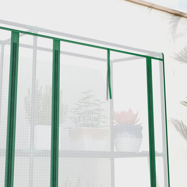 Outsunny Serra da giardino con ripiani a 3 livelli serra da balcone 3 porte avvolgibili con cerniera 215 x 46 x 151 cm bianco | Aosom Italy