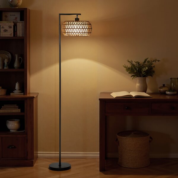 HOMCOM Lampada da Terra con Doppio Paralume Boho con 3 Temperature di Colore Luminosità Regolabile Telecomando | Aosom Italy