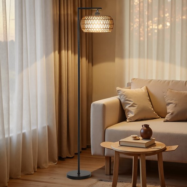 HOMCOM Lampada da Terra con Doppio Paralume Boho con 3 Temperature di Colore Luminosità Regolabile Telecomando | Aosom Italy