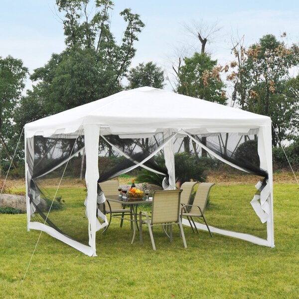 Gazebo in Tessuto PE con Zanzariera Bianco 4x3m