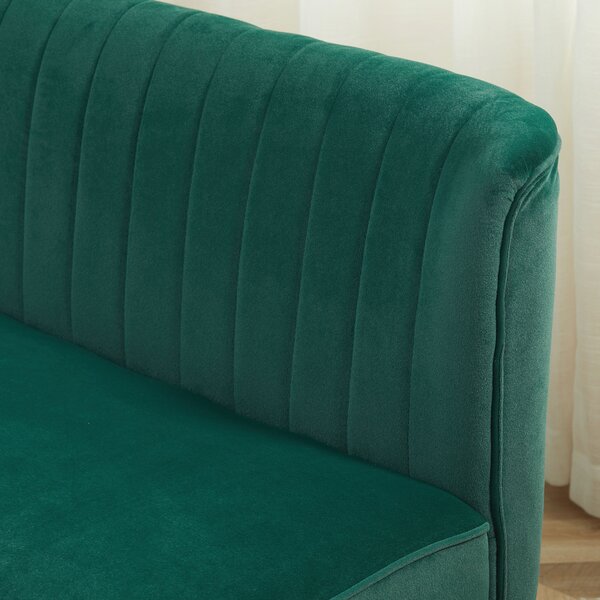 HOMCOM Divano design retrò 2 posti, gambe in legno, 117 cm x 56,5 cm x 77 cm, Verde scuro | Aosom Italy