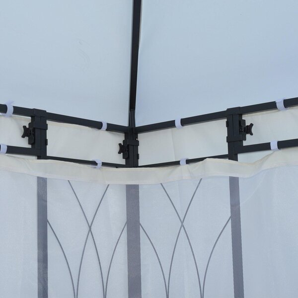 Gazebo da Giardino Impermeabile con Zanzariere in Poliestere e Ferro Crema 3x4m