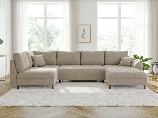 Divano angolare beige in tessuto bouclé (angolo destro/"U") Ariella - Ropez