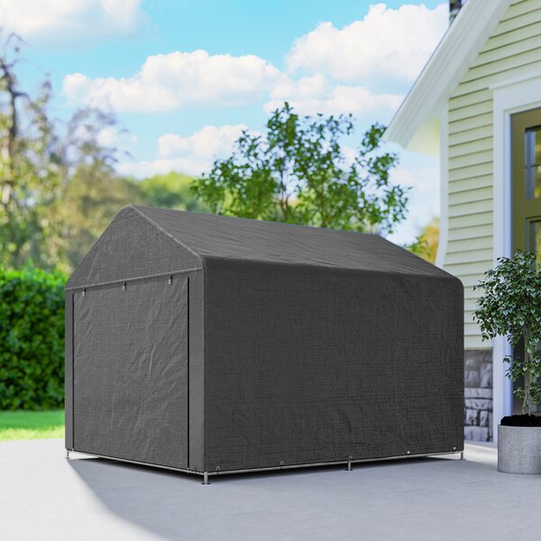 Outsunny Casetta da giardino tenda di deposito impermeabile riparo moto porta avvolgibile con cerniera, 200 x 238 x 183 cm, grigio scuro | Aosom Italy