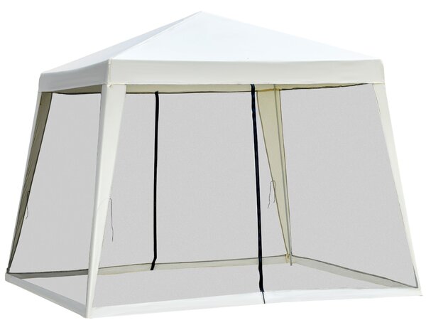 Gazebo da Giardino 3x3x2.35 m in Acciaio con Zanzariere Beige