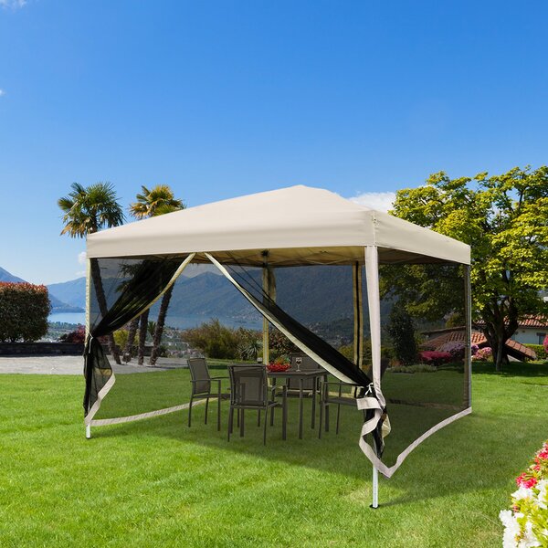 Gazebo da Giardino 3x3m in Acciaio Pareti Rimovibili Tessuto Oxford Crema