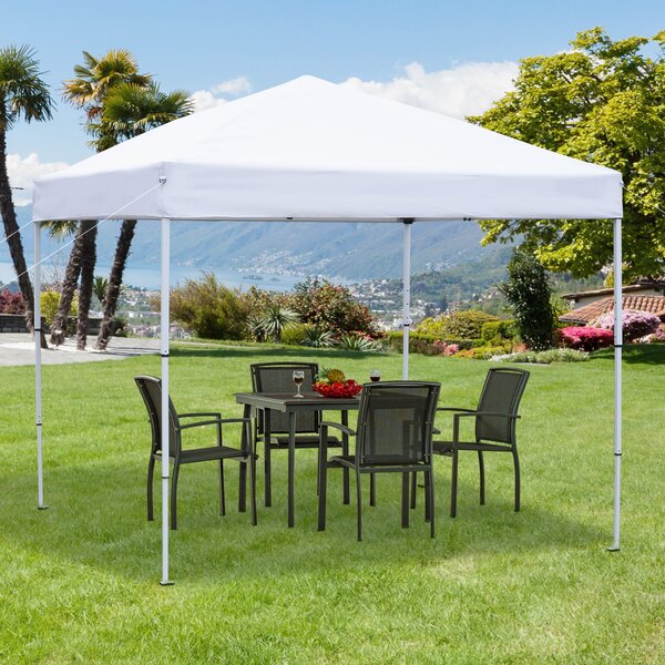 Gazebo da Giardino 2.5x2.5m in Acciaio Pieghevole Tessuto Oxford Bianco