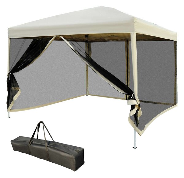 Gazebo da Giardino 3x3m in Acciaio Pareti Rimovibili Tessuto Oxford Crema