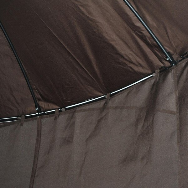 Gazebo da Giardino Ø3.65m in Metallo Doppio Tetto Caffè