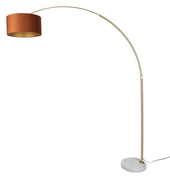 Lampada da terra in acciaio con paralume arancione e interno dorato 50 cm - XXL
